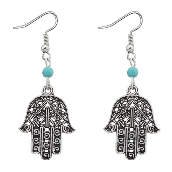 Simple Feather Boutique Jewelry - *** 5/$25 SALE! ***  Silvertone Hamsa Earrings